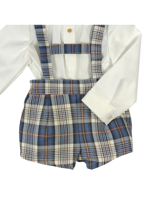 Conjunto bebe peto cuadros azules