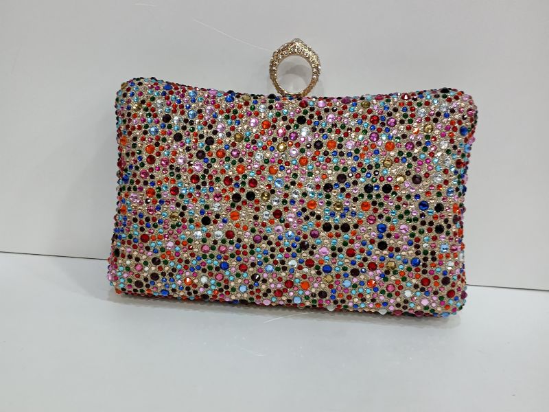 Bolso dorado piedras multicolor