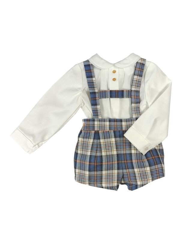 Conjunto bebe peto cuadros azules