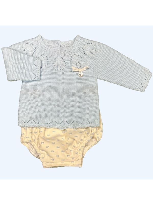 Conjunto bebe jersey y cubrepañal celeste