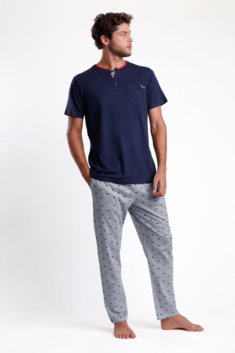 Pijama hombre manga corta y pantalon largo sailing